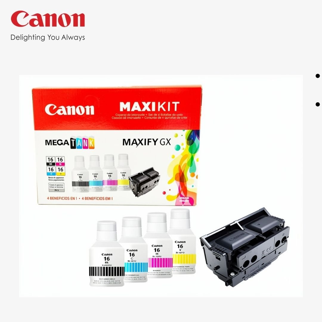 Kit Tintas Canon GI-16 + Cabezal PH-S Original para MAXIFY GX6010 GX7010 GX6020 GX7020