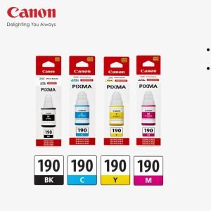 Kit Tintas Canon GI-190 Original BK C M Y para PIXMA G1000 G1100 G2000 G2100 G3000 G3100 G4000