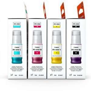 Kit Tintas Canon PFI-050 Original BK C M Y para imagePROGRAF TC-20 TC-20M TC-21 TC-21M