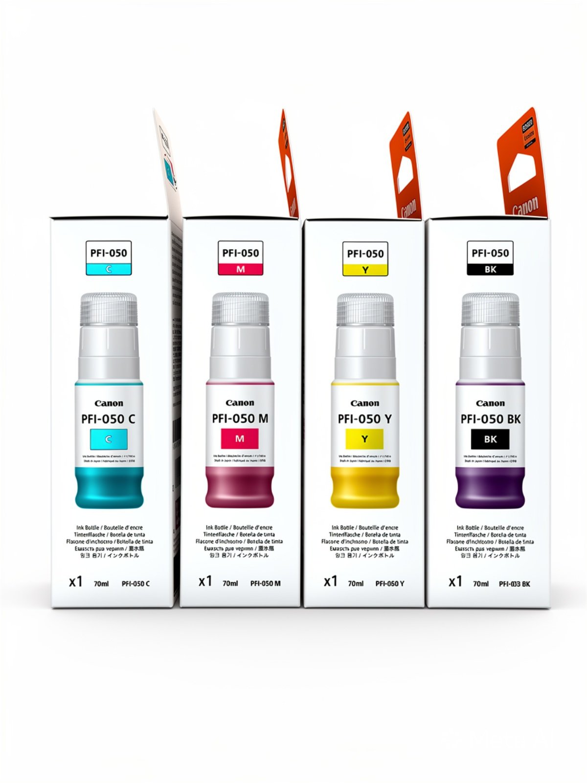 Kit Tintas Canon PFI-050 Original BK C M Y para imagePROGRAF TC-20 TC-20M TC-21 TC-21M