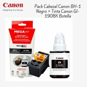Pack Cabezal Canon BH-1 Negro + Tinta Canon GI-190BK Original para PIXMA G1000 G2000 G3000 G4000