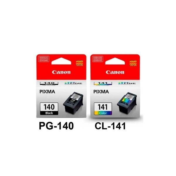 Pack Tintas Canon PG-140 Negra + CL-141 Tricolor Original para PIXMA MG2110 MG2210 MG3110 MG3210 MG3510 MG3610 MG4110 MX431 MX511 TS5110